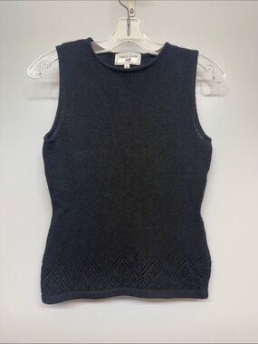 Vintage Black Angora Wool Turtleneck Sleeveless